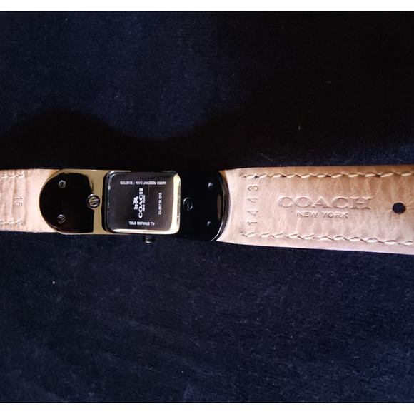 Womens Coach Swagger Black Ionized Plating Double Turnlock Leather Strap Watch - Picture 10 of 11